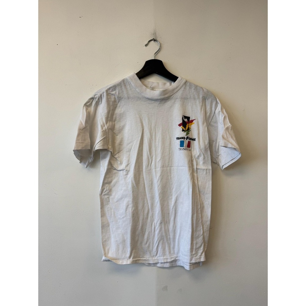 Vintage Trans-Forme Tignes 94 Shirt Mens Small White Sports Ski Graphic 90s